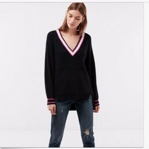 Express Oversized Striped Deep Vneck Tunic Sweater